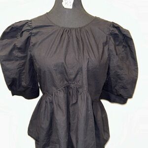 Zara Black Puff Sleeve Blouse